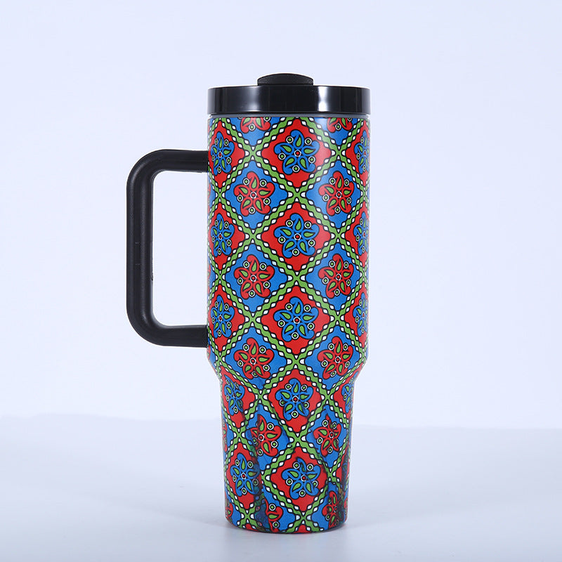 Wholesale Tumbler 40oz Stainless Steel Camouflage Leopard Print Car Portable Straw Thermos Cup Ice Bullies Cup